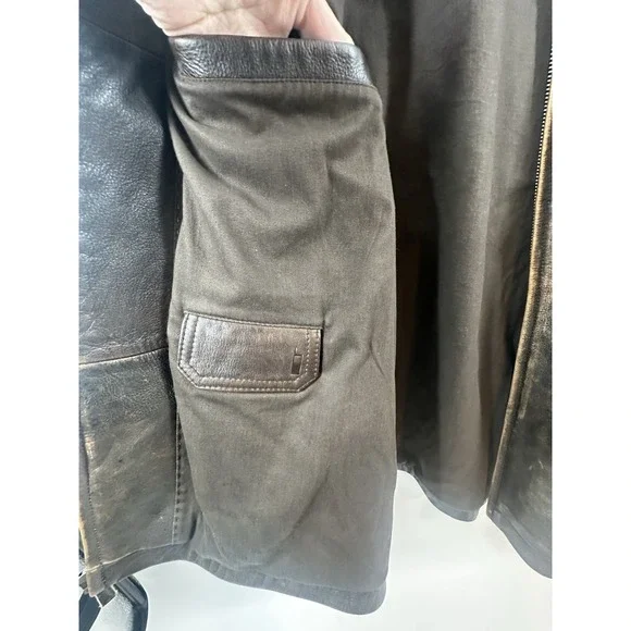 VTG 80's Daniel Cremieux Mens Sz XL Aged Leather Bomber Brown Burnished Jacket - Picture 14 of 16
